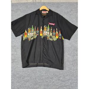 Malibu Dreams Mens Black Short Sleeve Beer Vegas Hawaiian Button Up Shirt M
